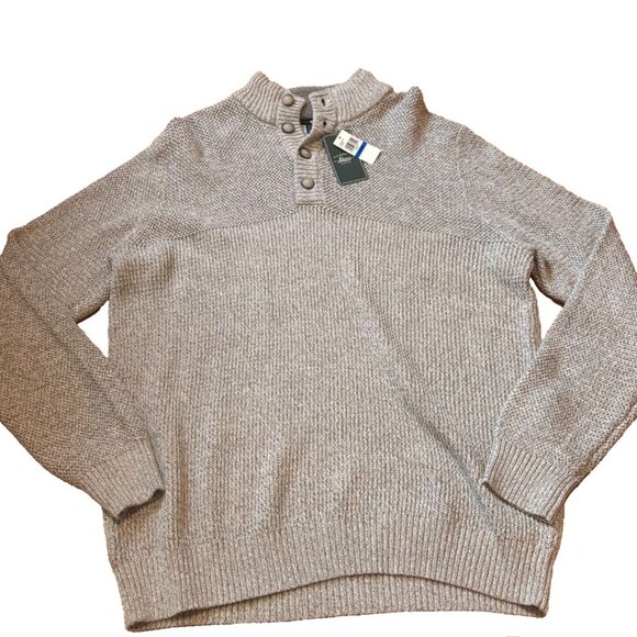 G.H. Bass & Co Griffin Sweater Pullover Button Collar Men's Size XL Gray NWT - Picture 1 of 5